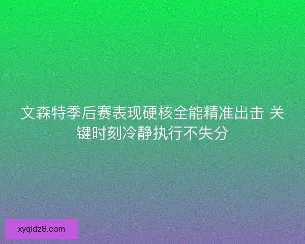 文森特季后赛表现硬核全能精准出击 关键时刻冷静执行不失分